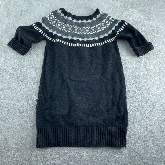 Ann Taylor Loft Black Fair Isle Sweater Dress With  L Size  5872 - Picture 2 of 9